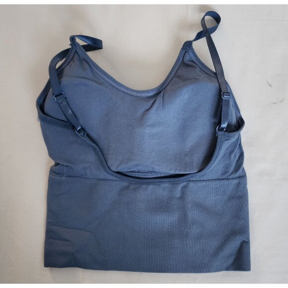 Set Of 3 Women's Ribbed U-Shaped Back Crop Top Bra- Black, Blue & Beige NWOT - Picture 6 of 8